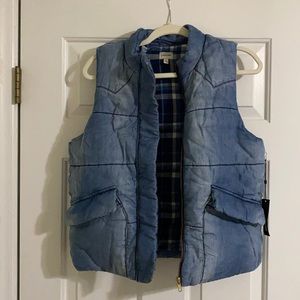 Denim puffy vest
